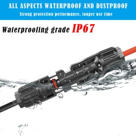 GINTOOYUN 2 Pcs 11AWG Solar Extension Cable Waterproof Solar Connector Male to Female Solar Panel Connection Cable（118.1Inch 4mm ² Red+118.1Inch 4mm ² Black