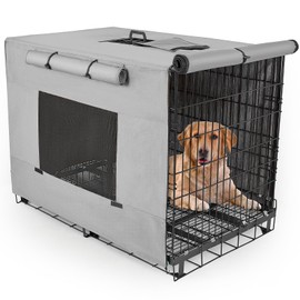 Dog Crate Cover 36 Inch Thickened Dog Kennel Cover Windproof Puppy Cage Cover with Mesh Windows on Both Sides Portable Crate Covers for Dogs Cages Fit for Indoor/Outdoor Use