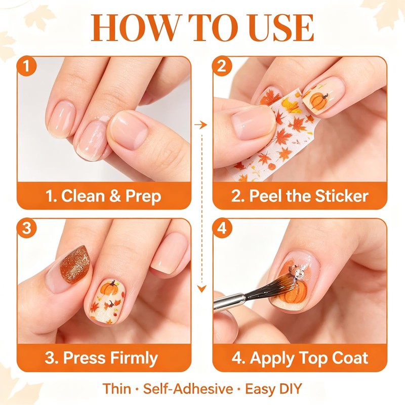 Fall Nail Art Stickers, 30 Sheets