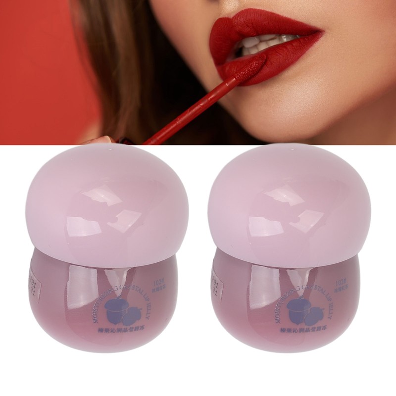 2pcs Matte Lip Gloss Hydrating Water Gloss Mushroom Shape Long