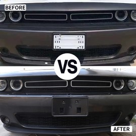 Voodonala for Challenger Front License Plate Frame Mounting Holder Cover Bracket for 2010-2025+ Dodge Challenger Accessories, Number Plate Holder Registration Plate Frame Cover,ABS Carbon Fiber