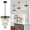 Black Crystal Pendant Light for Kitchen Island,Mini Crystal Chandeliers Modern