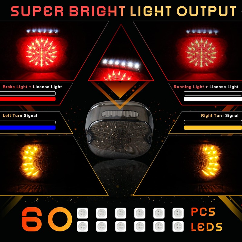QUASCO LED Motorcycle Brake Tail Light with Turn Signals Smoked