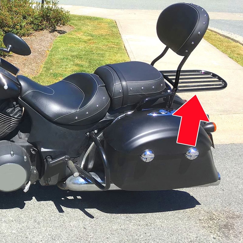 Mofun Black Backrest Sissy Bar Luggage Rack Compatible with Indian