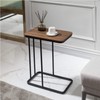 C Shaped End Table,Dorriss Small End Table MDF Black Walnut