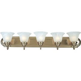 Maxim 8015MRSN Essentials Marble Glass Bath Vanity Wall Mount, 5-Light 300 Total Watts, 7"H x 36"W, Satin Nickel