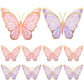 10 Centros de Mesa de Mariposas Decoración de Fiesta de Mariposas Centros de Mesa de Toppers de Mariposas Decoración de Pared para Suministros de Fiesta de Cumpleaños Baby Shower (Rosa, Púrpura)