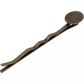 Platinum 12 Antiqued Brass Plated Steel Bobby Pin Hair Clips with 10mm Pad 2" Long *