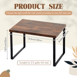 Chunful Small Fish Tank Stand Heavy Metal 2.5-5 Gallon Aquarium Stand Rustic Small Fish Tank Storage Shelf for Turtle Reptile Aquarium Plant Pots for Home Office (12.6 x 8.6 x 7.87 Inches)
