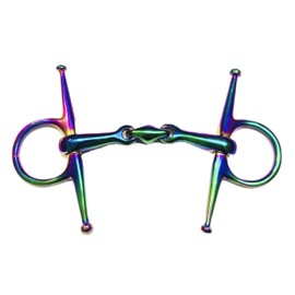 EXTREME Full Cheek RAINBOW Jointed HORSE BIT S/Steel Eggbut Snaffle 4",4.5",5",5.5" (Rainbow, 4 Inches)