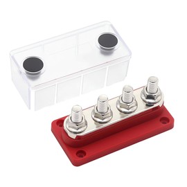 4 Gang 300A M8 Power Distribution Block Bus Bar Terminal Post Stud 12V Red Tin-Plated Copper Corrosion Protection Anti-galling Durable and Compatible Enhance Your RV Experience
