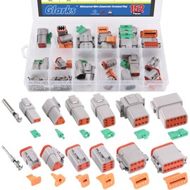 Glarks 152Pcs 2 3 4 6 8 12 Pin Way Sealed Gray Male and Female Auto Waterproof Electrical Wire Connector Plug 22-16AWG Connector for Motorcycle, Scooter, Car, Truck, Boats