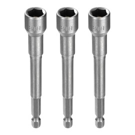 sourcing map 3pcs Hex Nut Driver Drills Bit 3/8" 6-Point Socket 1/4" Hex Shank 3.9" (100mm) Long Magnetic Nut Setter CR-V Steel Quick-Change Nut for Power Drills Impact Drivers