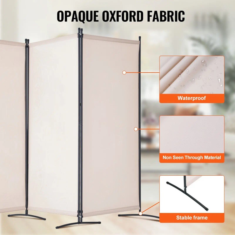 Portable 3-Panel Folding Privacy Screen Free-Standing Room Divider Modern Roo-Style