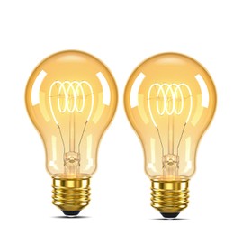 LDCHIUEN Dimmable A19 6W E26 LED Edison Bulbs Vintage Amber Light Bulbs 60 watt Antique Spiral Filament Warm White 2200K Decorative LED Light Bulb 600LM, CRI 90+, Pack of 2
