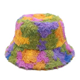Dirholl Women's Winter Faux Fur Fuzzy Warm Bucket Hat Colorful E Curl