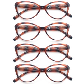 OLOMEE Cat Eye Reading Glasses Women +3.00 Stylish Lightweight Tortoiseshell Readers Modern Cateye Cheaters Glasses 4 Pack Spring Hinges Comfortable Fit
