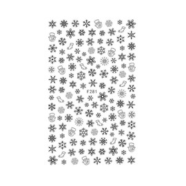 Generic Christmas Winter New Year Snowflake Snowman Stocking 3D Nail Sticker F281 Black Nail Wraps Stickers Manicure Supplies for Women Nails Full Long Lasting Easy Apply and Remove