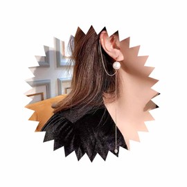 Inateannal Vintage Long Pearl Earrings Pearl Earrings Chain Earrings Gold Long Tassel Pearl Earrings Pearl Wrap Crawler Earrings Jewellery for Women and Girls, Zinc