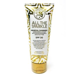 Sunshine & Glitter | ALL THE SPARKLE | Biodegradable GLITTER & MINERAL SHIMMER SUNSCREEN SPF 30 | 100% MINERAL ZINC OXIDE | REEF FRIENDLY | Water Resistant | TSA APPROVED TRAVEL READY 3.4 Oz