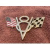 American 2 EA METAL CHROME V8 EMBLEM WITH AMERICAN FLAG