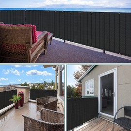 ECOOPTS 3'x70' Balcony Privacy Fence Screen with Zip Ties, Outdoor UV Protection Fence Cover for Balcony Porch Patio Deck Yard (Black)