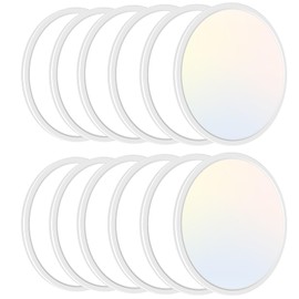 zemty 12Pack 12 Inch LED Flush Mount Ceiling Light, Super Slim 28W 3200lm LED Ceiling Light, 3 Color Temperature in One 3000k/4500k/6000K Round Light Fixture for Bedroom, Kitchen, Dining Room (White)