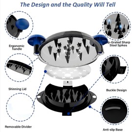 Chicken Shredder Tool Twist Pro - Large Meat Shredder for Chicken Breast, Pulled Pork, Beef with Upgraded Stainless Steel Spikes Wall Mounted Design BPA-Free Kitchen Essentials Gadgets (Blue/Black)