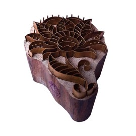 Arty Crafty Print Stamp Brass Lotus Shapes Wooden Clay Block