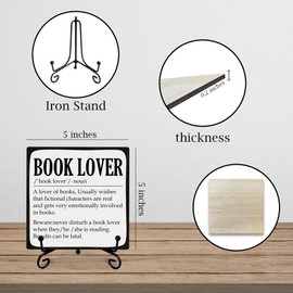 GHTRP Reading Lover Wooden Sign - Book Lover Definition - Inspirational Quote, 5 x 5 Inches - A01