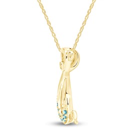 AFFY Simulated Blue Aquamarine Pig Infinity Pendant Necklace in 14K Yellow Gold Over Sterling Silver