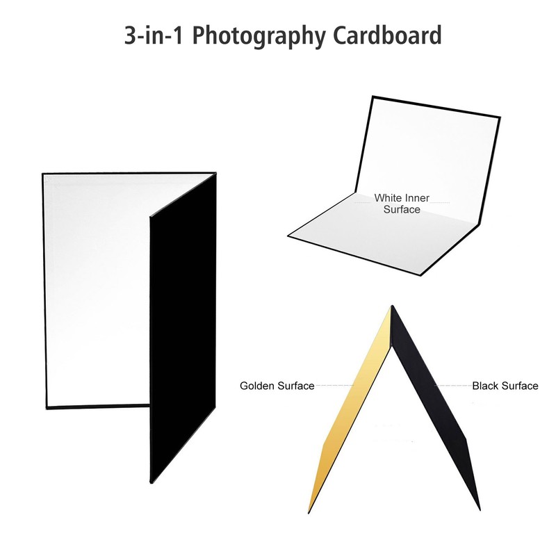 3-in-1 Photography Cardboard Paperboard Folding Photography Reflector Diffuser Board (Black