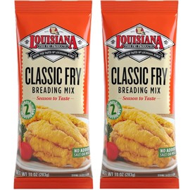Louisiana Fish Fry Products Unseasoned Classic Fry Seafood Breading Mix, Pack of Two (10 Ounce Bags, Formerly "All Natural", No MSG)