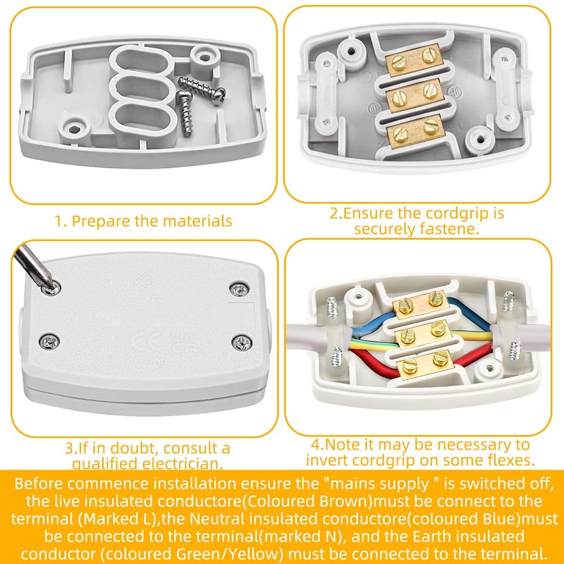 3 Way Terminal Electrical Junction Box – 2 Pack Waterproof