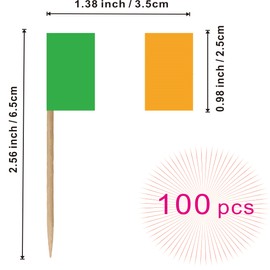 Ireland Toothpick Flag Irish National Small Mini Cocktail Fruit Cupcakes Toppers Food Stick Flags Decorations,100 Pack