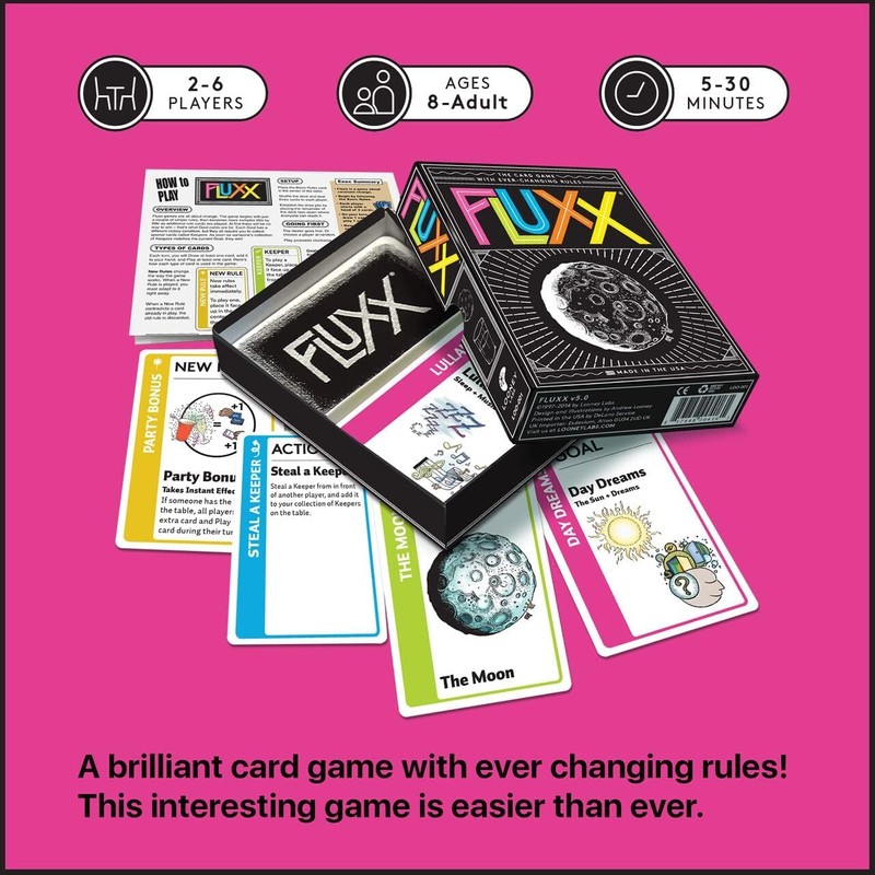 Looney Labs Fluxx 5.0 Card Game Fun, Fast-Paced, Ever-Changing Rules,