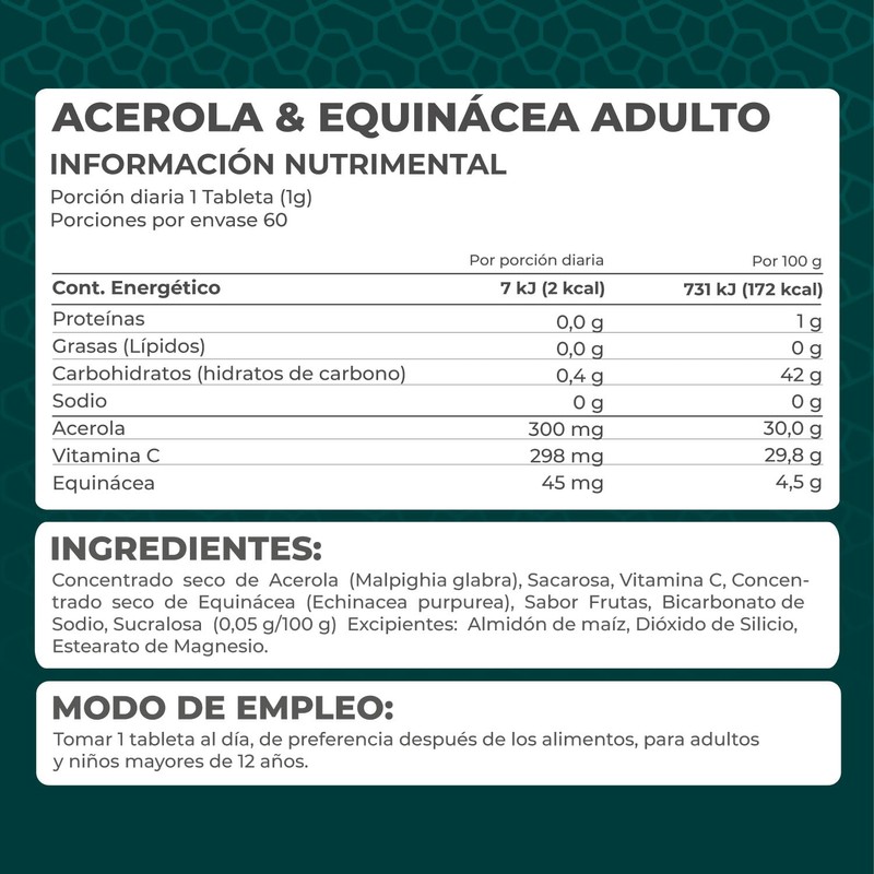 Pronat | Acerola & Equinacea ADULTO - 60 tabletas de