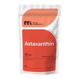 Micro Ingredients Astaxanthin 12mg with MCT Oil, 60 Softgels | Fresh Microalgae Source | Triple Strength, Easy to Swallow, Non-GMO, Gluten Free, Soy Free