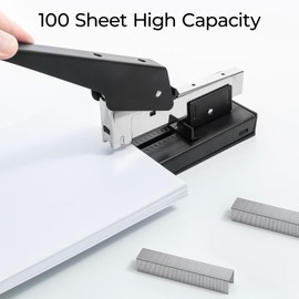 M&G Heavy Duty Stapler with 1000 Staples, 100 Sheet High Capacity, Manual Large Metal Office Stapler for Paper Binding, Black