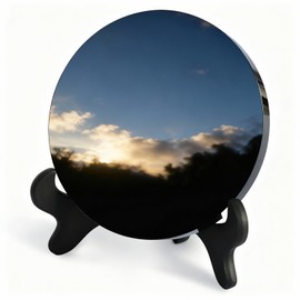 Black Obsidian Scrying Mirror, Black Obsidian Feng Shui Mirror with Stand and Storage Pouch, Suitable for Meditation, Healing and Divination.