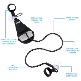 Lewis N. Clark Adjustable Latex Clothesline For Hotel Travel, Camping + Laundry Room, No Safety Pins Needed, Small Enough To Store In Laundry Basket, Backpack, Or Camping Gear