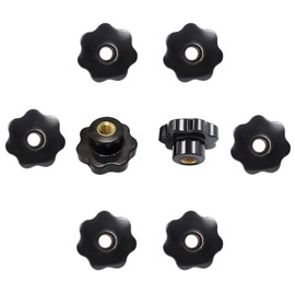 ASFINS M8 Star Screw, 8 Pieces M8 Star Grip Nut Clamping Button, Internal Thread Plastic Thread Through Hole Star Head for Machine Tools, Black, 40 mm x M8 (A)