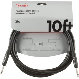 Fender Professional Series Instrument Cable, Guitar Cable 10 ft, Guitar Accessories, Stage Ready with Anti-Kinking Design, Black