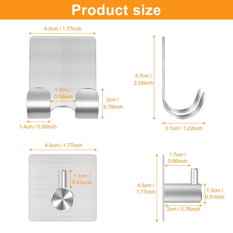 CGBE 4 Packs Shower Hooks for Inside Shower, Self Adhesive