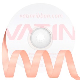 VATIN Double Face Peach Satin Ribbon 3/8" Continuous 25 Yards,Peach Polyester Fabric Ribbon use for Bows Bouquet, Gift Wrapping, Floral Arrangement Wedding Decoration