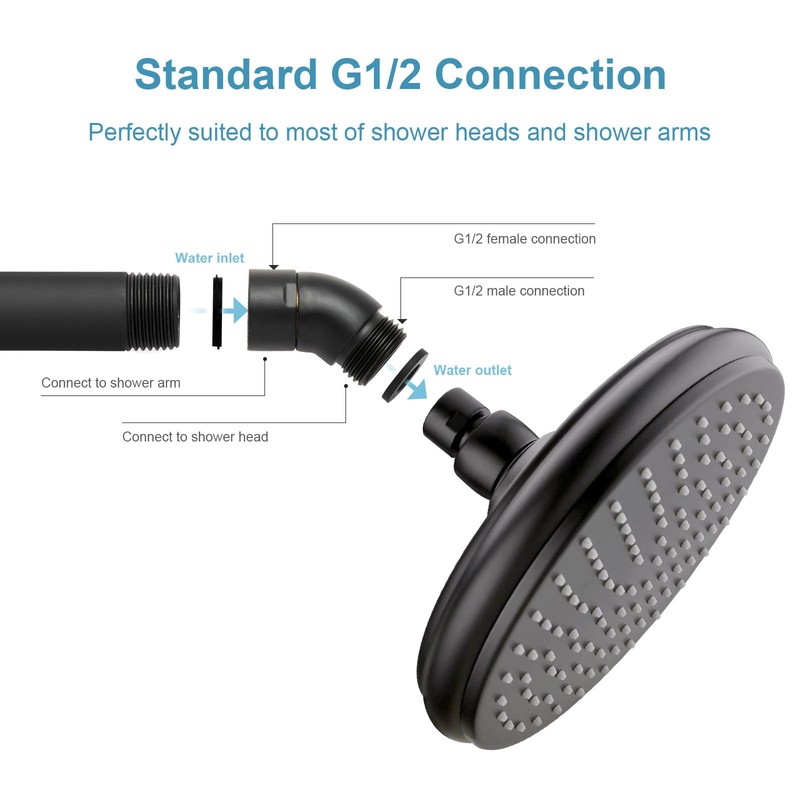 OFFO Shower Head Elbow Adapter, All Metal Handheld Shower Head