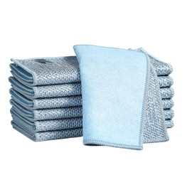 6PCS Upgrade Wire Dishwashing Rags - Premium Double-Layer Coconut Shell & Wire Non-Scratch Scrubber Pads for Kitchen, Cookware, Pots & Pans - Heavy-Duty Wet/Dry Cleaning Cloths (Blue)