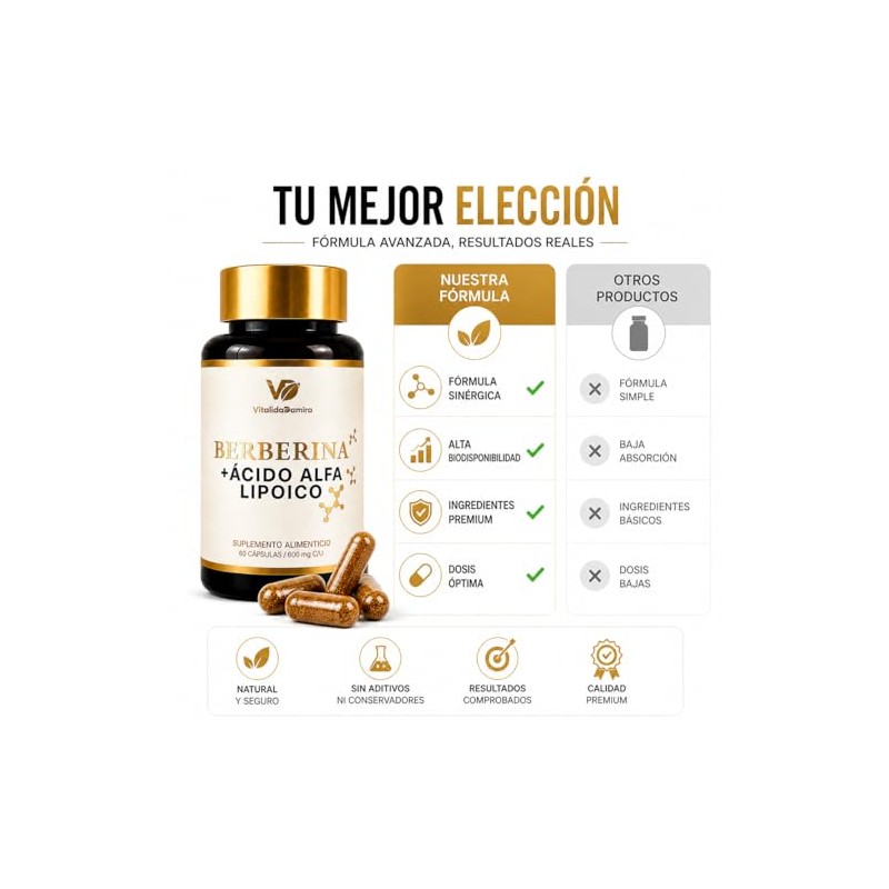 Berberina HCL 250mg + Ácido Alfa Lipoico 100mg | 60