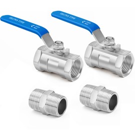 ChillWaves 304 Stainless steel 1 PC Type Ball Valve，3/8" NPT Female Standard Port with Hex Nipple(2-SET)