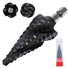 Step Drill Bit for Metal, 3/16" - 7/8"(12 Step Size), Four Spiral Flute M35 Cobalt Drill Bit, 1/4" Hex Shank Quick Change Unibit Step for Stainless Steel, Copper, Aluminum, Wood, Plastic